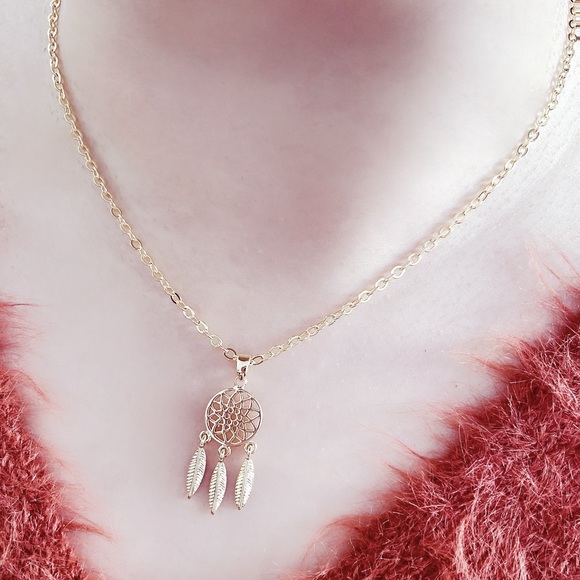Gold filled Dreamcatcher Charm Necklace Link Chain Necklace Gold Chain Necklace - Picture 7 of 8
